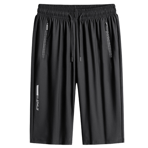 Men's Summer Thin Elastic Quick-Dry Seven-Eighth Length Ice Silk Casual Trousers Loose Sport Pants for Large Men