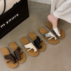 復古套趾拖鞋女夏季外穿2025新款配裙子平底沙灘涼拖涼鞋