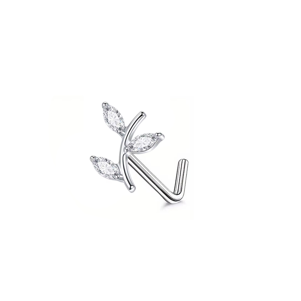 Piercing nez en acier inoxydable avec zircon fin et élégant_voghion.com