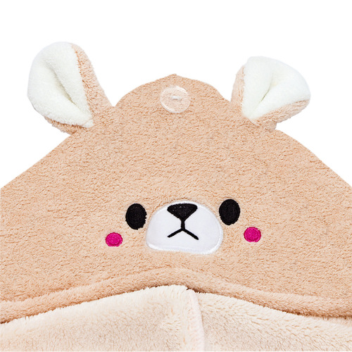 Coral velvet dry hair towel for women, soft and absorbent, thick and cute cartoon embroidered adult bath cap, animal dry hair hat for women