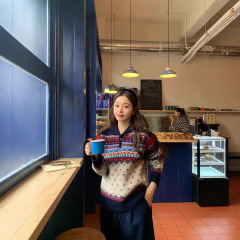 彩色费尔岛毛衣女秋季穿搭25秋新款高级感慵懒宽松韩系针织上衣