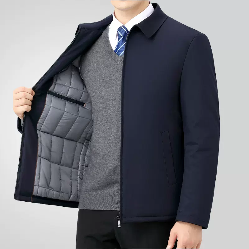 源头厂家爸爸外套商务高端行政夹克棉服秋冬季中老年男士保暖棉衣