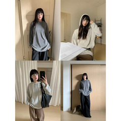誉一新款2025秋季韩系百搭条纹连帽卫衣女宽松慵懒长袖上衣c6608