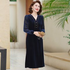 中老年妈妈秋装气质长袖连衣裙2025新款中年女士秋天洋气时尚裙子