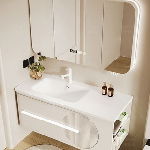 Керамика интегрированный шкаф для ванной комнаты кремовый дуб простые интеллектуальные французские туалет туалет, шкаф для ванной комнаты Washbasin