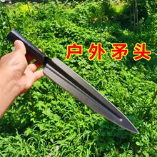 长矛头全钢一体户外祖鲁矛健身矛武术矛霸王枪锻打红缨枪头长矛枪