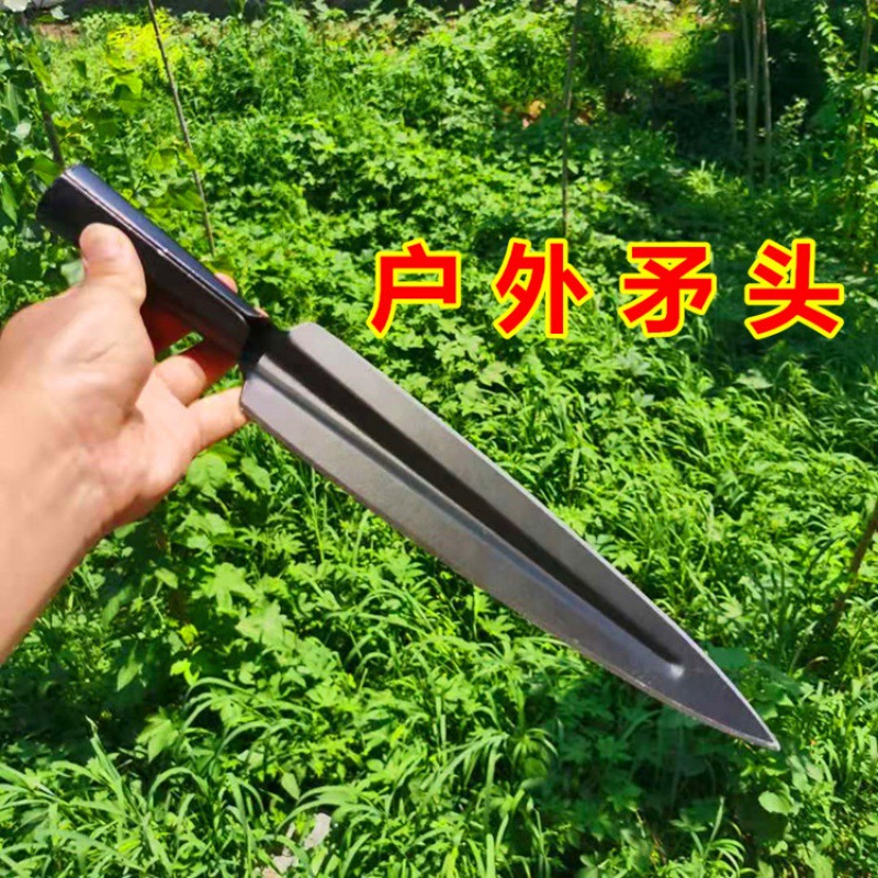 长矛头全钢一体户外祖鲁矛健身矛武术矛霸王枪锻打红缨枪头长矛枪