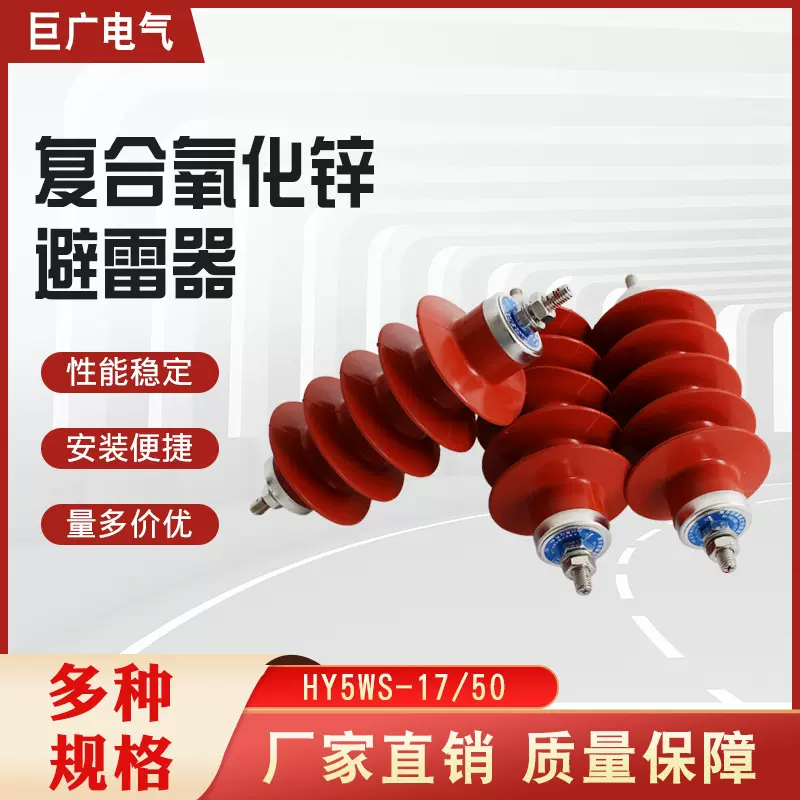 巨广10KV配电型高压避雷器HY5WS-10/30柜内外线路型 氧化锌避雷器