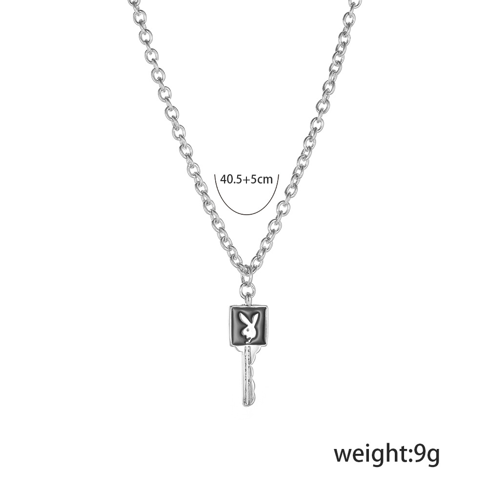 wholesale jewelry cartoon cute rabbit pattern key pendant necklace nihaojewelry