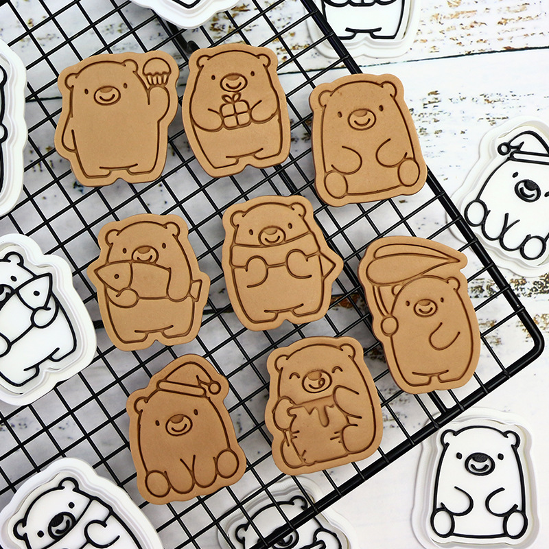 Molde de galletas de oso animal para hornear de fiesta Molde de horneado de bricolaje 3D molde de corte de galletas de glaseado de prensa tridimensional image 2
