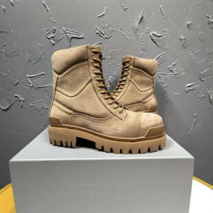 2024 autumn and winter round head middle barrel viscose shoes in stock big head men's first layer cowhide men's short boots martin boots