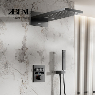 Customized All-Copper Embedded Shower Head with Digital Display, White Hot Melt Shower Waterfall, In-Wall Hidden Hot and Cold Constant Temperature Normcore