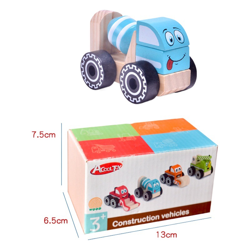 Vehículo de ingeniería de madera para niños DIY ensamblaje combinación juguete bloque de construcción de madera grúa modelo de coche de madera fábrica al por mayor