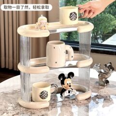 新しいカップ棚のリビングルームの軽い豪華な収納棚のコップのコップのコップの多層棚のテーブルの上の二重の水切り棚