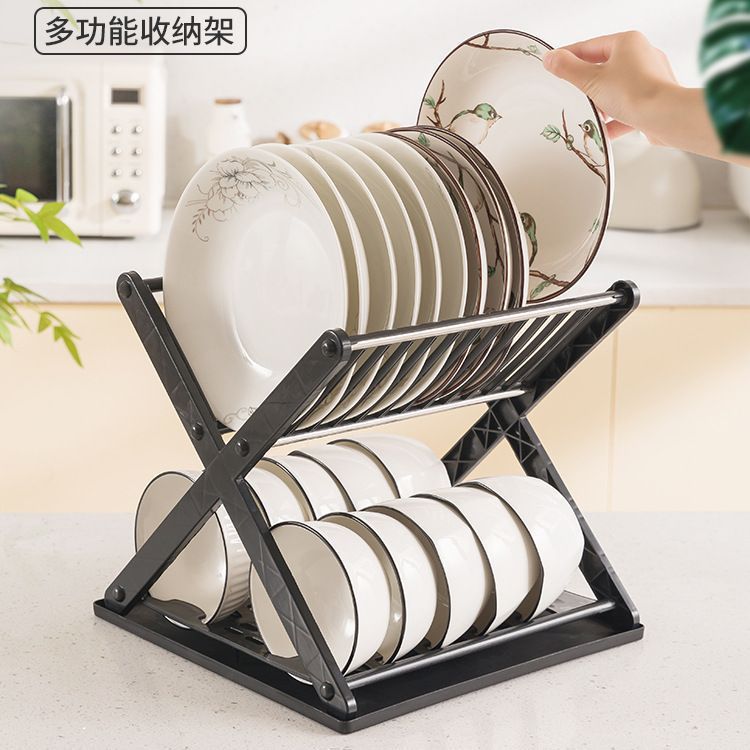 Fregadero de cocina multifuncional, estante para platos para uso doméstico, estante para drenar, estante para almacenamiento de platos para secado de fregadero