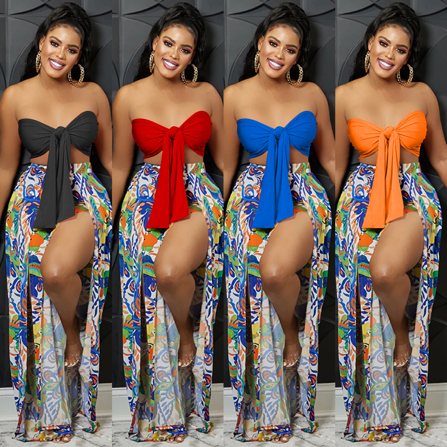 C5815 transfronterizo Europa y los Estados Unidos Aliexpress Amazon moda limpieza de pecho impresión espalda pantalones de dos piezas