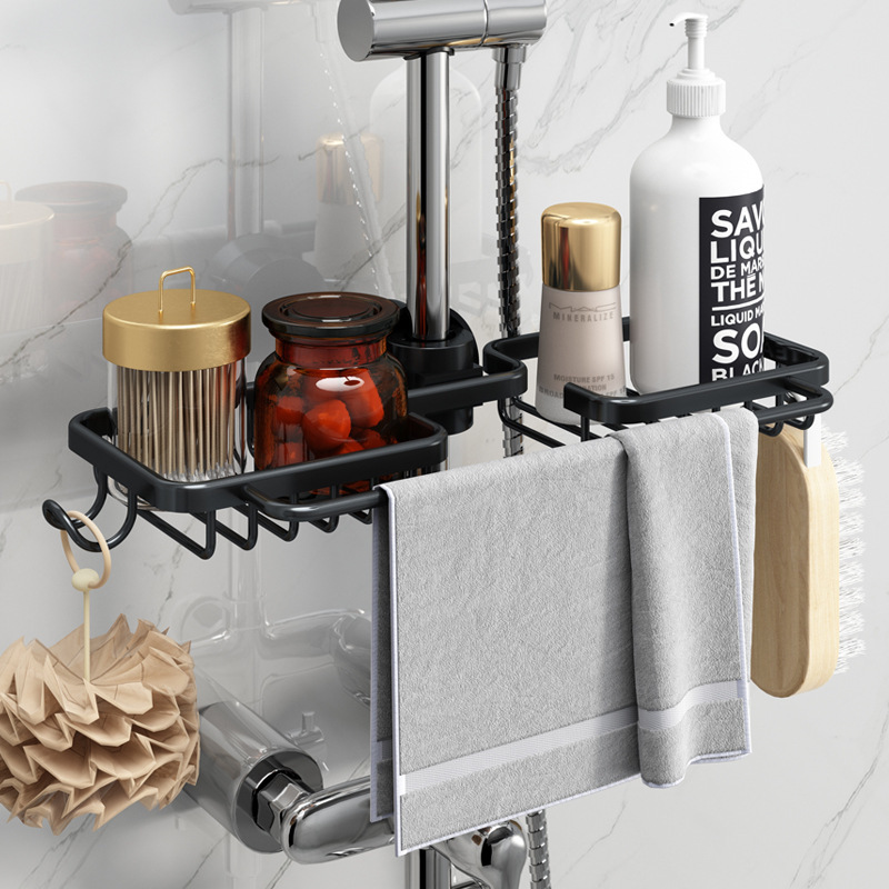 Shower Rack Bathroom Punch-free Space Aluminum Shower Room Shower Rack Storage Rack Kitchen Faucet Drain Rack Shower Rack Bathroom Punch-free Space Aluminum Shower Room Shower Rack Storage Rack Kitchen Faucet Drain Rack