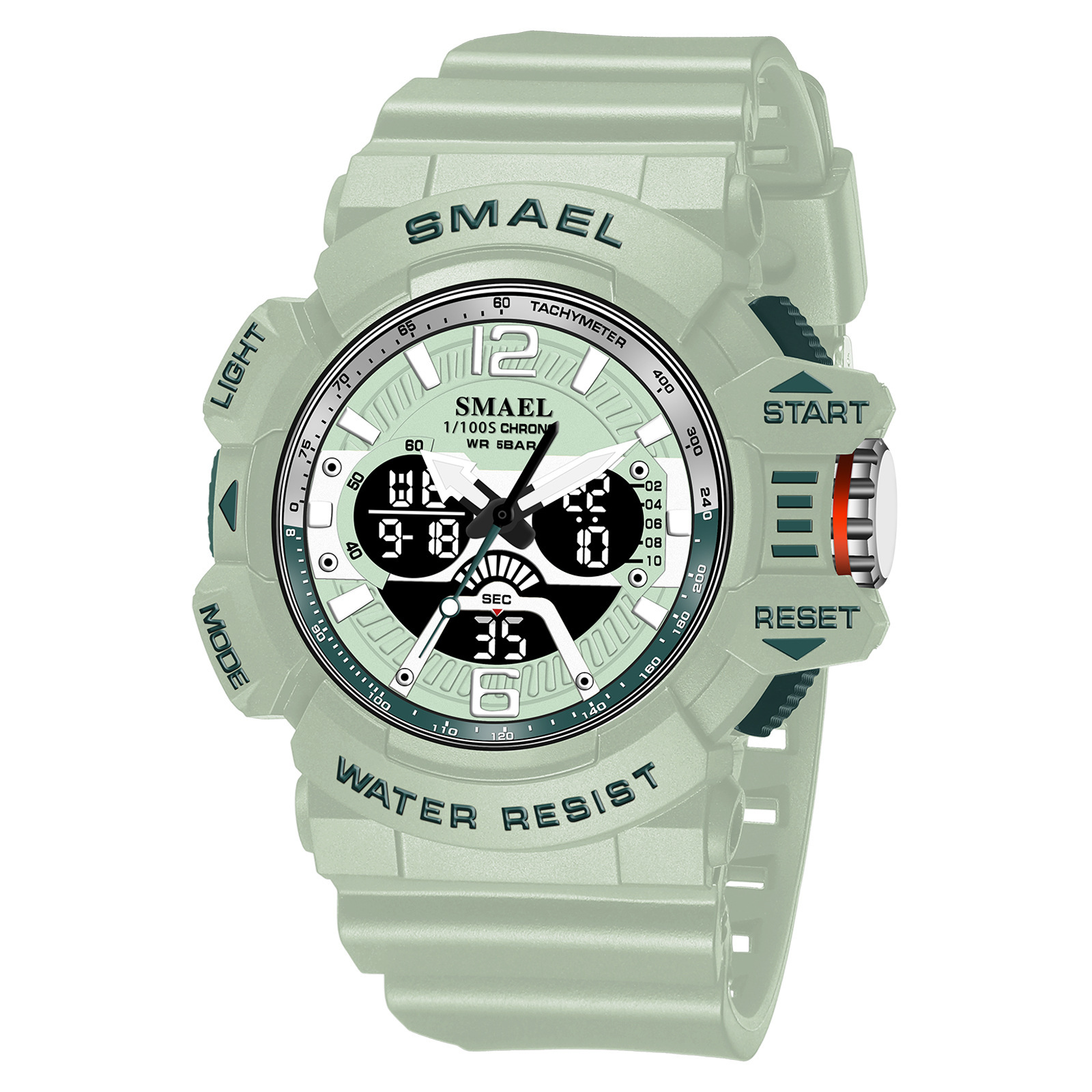 SMAEL Smale nueva tendencia estudiante deportes al aire libre impermeable cronómetro multi-energía cinética doble pantalla reloj electrónico 8065