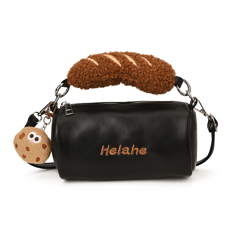 Hermosas galletas para niños y niñas bolsas de hombro compactas mini bolsas de cilindro para bebés de invierno y otoño peluche nuevas bolsas para niños