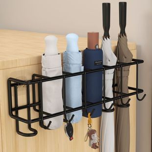 Umbrella Storage Rack, Umbrella Stand with Hooks, Umbrella Holder, Wall-Mounted Storage Rack for Home Entrance
