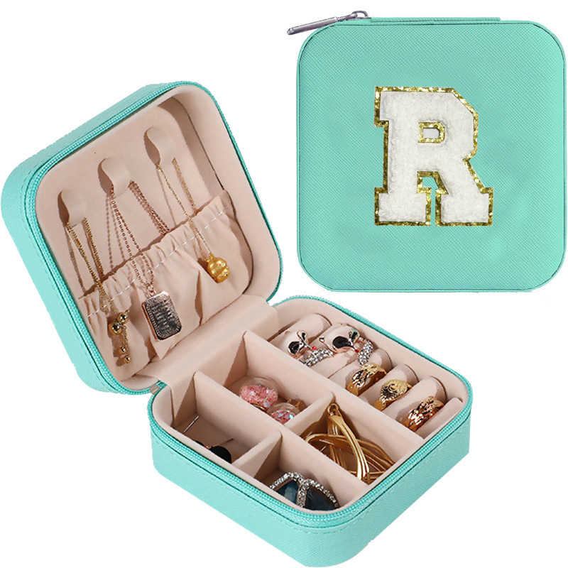 Cross-border de cuero Stud pendientes de gran capacidad de la joyería de la caja de la joyería del anillo caja de almacenamiento portátil