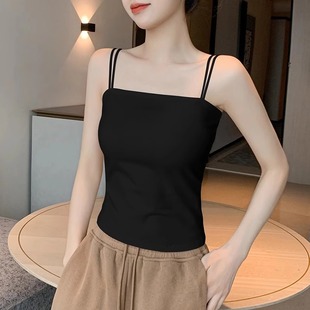 Black Camisole Women's Summer Inner Wear with Breast Pads 2025 New Beautiful Back Bra All-In-One Bottoming Top A4712