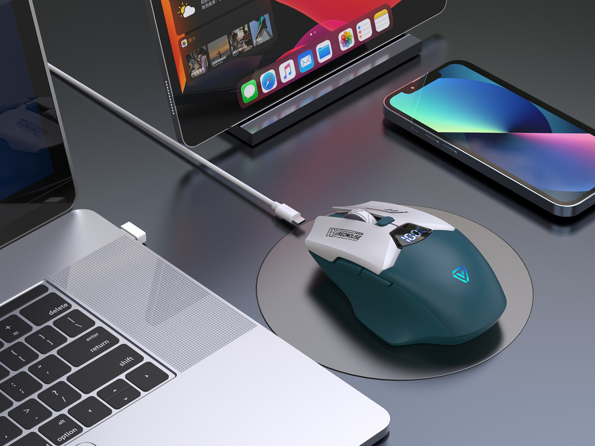 Wireless Bluetooth Dual-Mode-Maus mit Ladefunktion, leise, Gaming, intelligente Bildschirmanzeige, Computer-Monitor-Maus für grenzüberschreitenden Handel