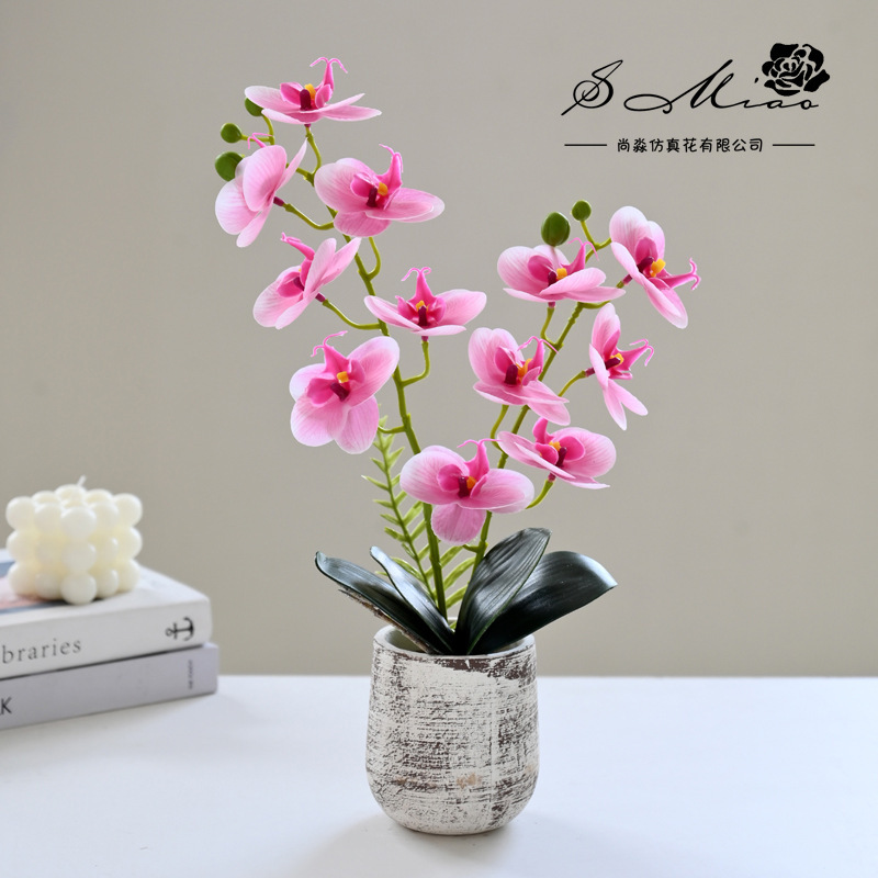 12 flores falsas sensación orquídea mariposa bonsai simulación de flores decoración interior adornos flores artificiales simulación de maceta
