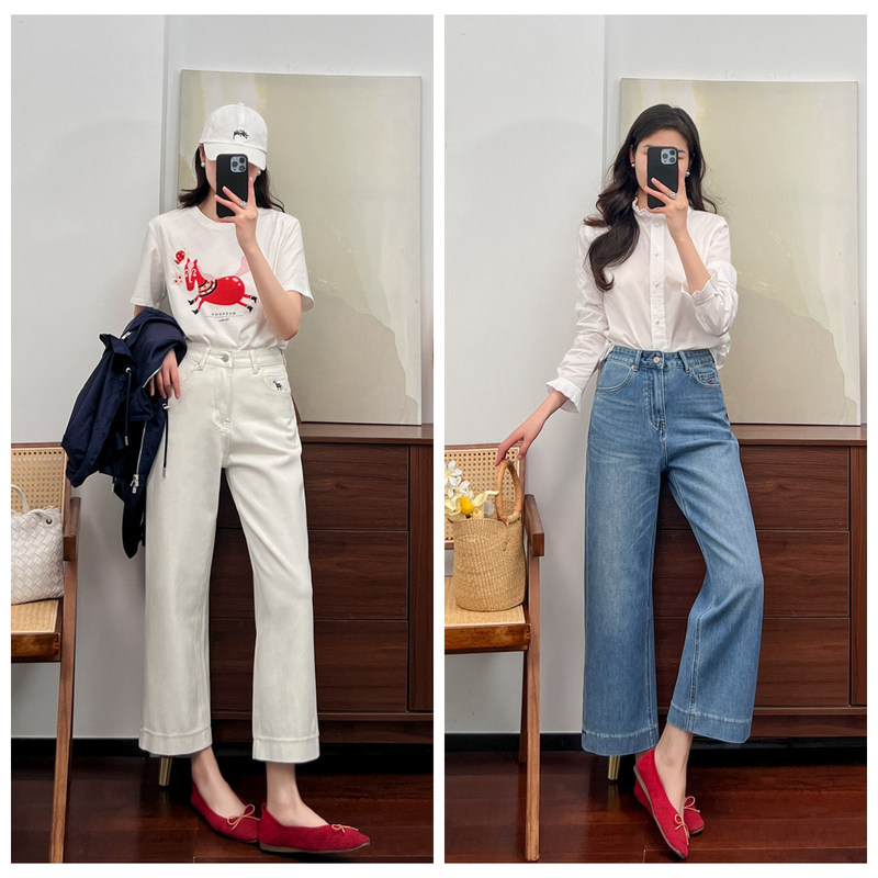 Special Offer, No Returns or Exchanges. the Pants Have a Great Fit! Women's Spring/Summer Straight-Leg Jeans with Pony Embroidery, Four-Way Stretch, and Cropped Length Special Offer, No Returns or Exchanges. the Pants Have a Great Fit! Women's Spring/Summer Straight-Leg Jeans with Pony Embroidery, Four-Way Stretch, and Cropped Length
