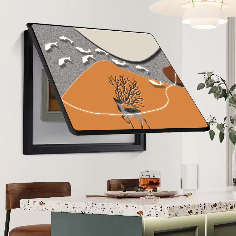 Caja de medidor, pintura decorativa, oclusión, caja de interruptor sin agujeros, caja de distribución, sala de estar, comedor, pintura de porcelana de cristal, simplicidad moderna, lujo ligero