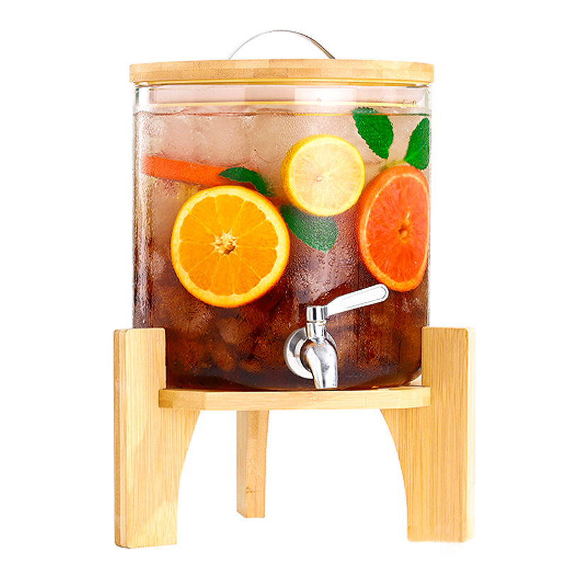 商用饮料桶大号冷水壶家用防爆耐冷热果汁饮料罐高硼硅玻璃果茶桶