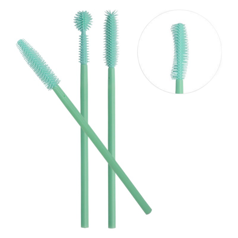 Wholesale Mint Green Silicone Eyelash Brushes, Pack of 50, Disposable Spiral Eyelash Extension and Eyebrow Comb, Eyebrow Brush, Beauty Brush