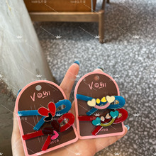 【实拍】出口韩国品质~红蓝撞色不规则笑脸爱心发夹洋气韩版发饰