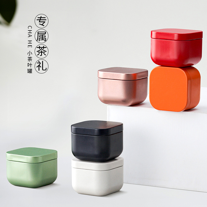 Box 8-10g Green Tea Black Tea Dahongpao White Tea Universal Small Tin Pot Square Mini Sample Tea Empty Tea Pot