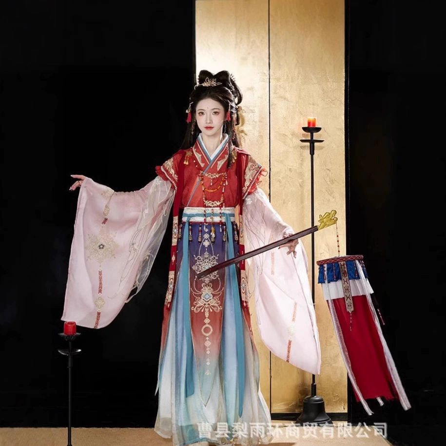 汉服女【洛神】南北朝魏晋风神仙服重工刺绣大袖衫改良春夏新款