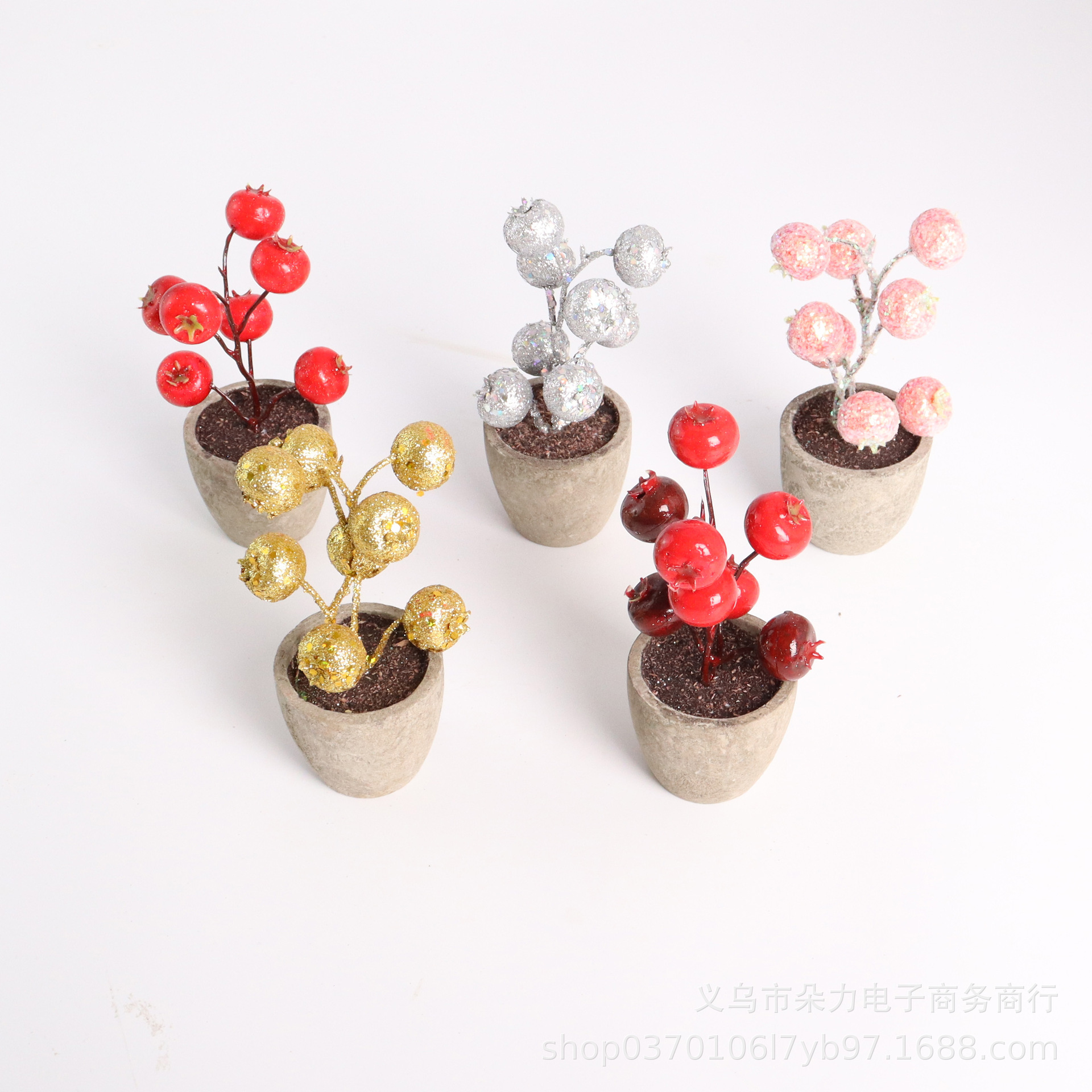 New cross-border gold powder Christmas small pomegranate potted…