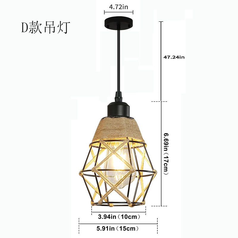 Lámpara de techo tejida a mano con cuerda de cáñamo de imitación estadounidense