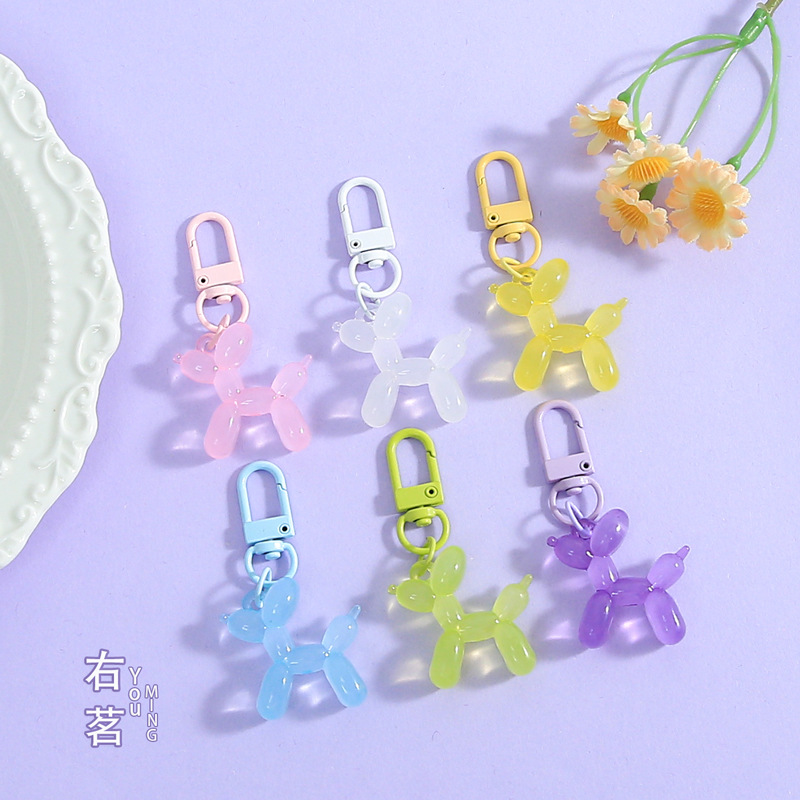 Candy-Colored Jelly Mini Balloon Dog Cartoon Pendant Puppy Keychain Cute Unisex Bag Small Gift Ornament