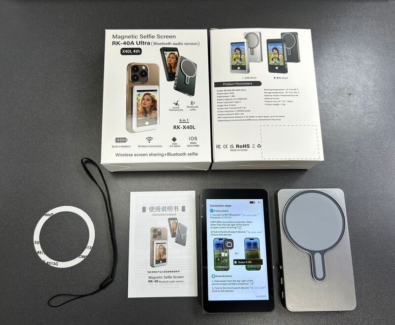 携帯電話背面磁気自撮りディスプレイスクリーンプロジェクターAndroid Apple iPhone16 Huawei専用ライブブロードキャストモニタリング|undefined