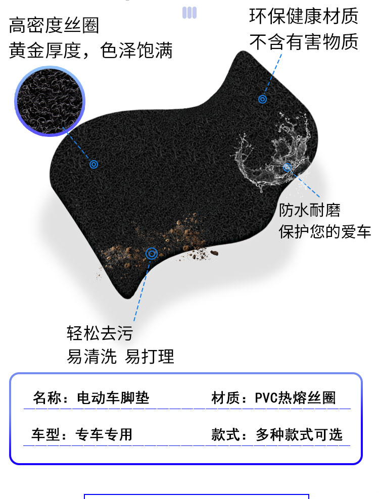 No. 9 Fzmix Electric Vehicle Foot Pad No. 9 Battery Car Seat Cover Wire Ring Foot Pad Waterproof Anti-skid Wear-resistant Set