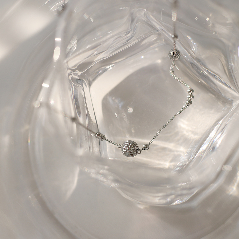 Lantern Ball Beaded Stainless Steel Long Chain