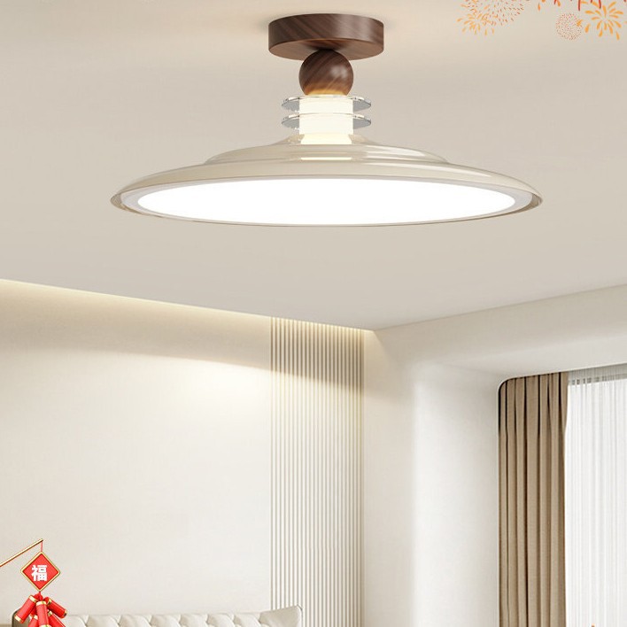Bedroom Lamp in Walnut Color, French Mid-Century Style, Simple Cream Style, Eye-Protecting Led Ceiling Light for Study, New Model Lighting Fixture