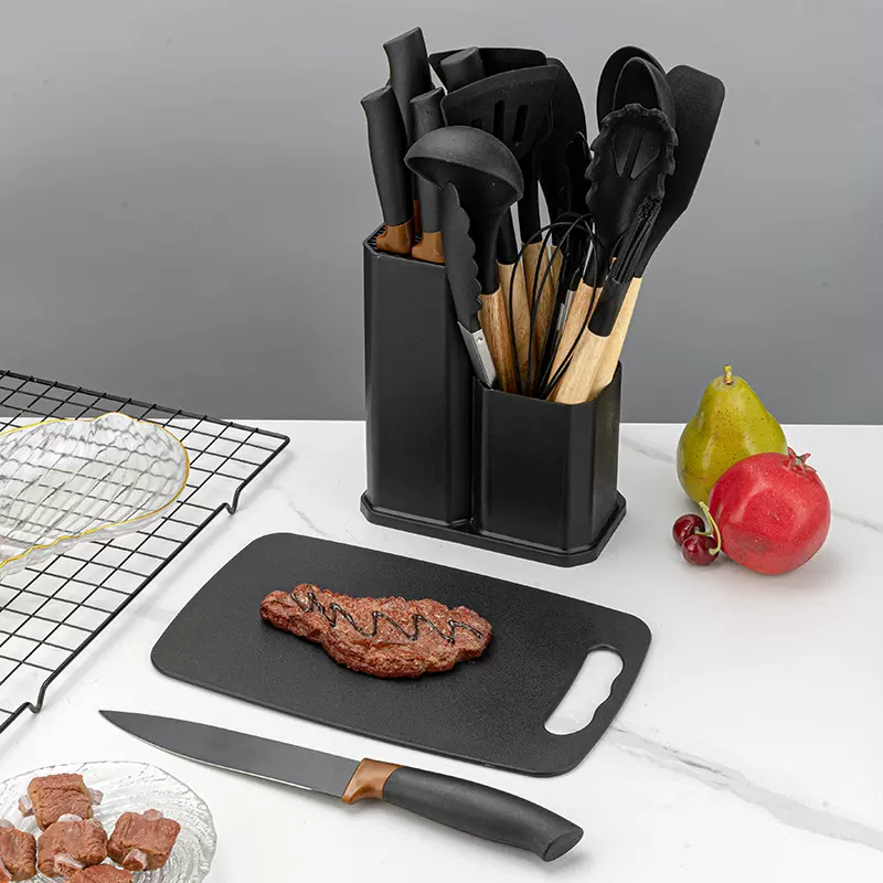 不粘锅硅胶厨具19件套锅铲汤勺硅胶炊具刀具厨房工具套装跨境现货