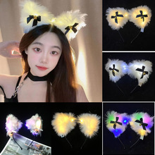 发光狐狸耳朵发箍带灯天使头箍超仙发箍网红可爱猫耳朵头饰羽毛兔
