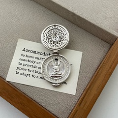 S925純銀鏤空佛像鑲鑽吊墜項鍊新中式國風古可打開意大利百搭高級