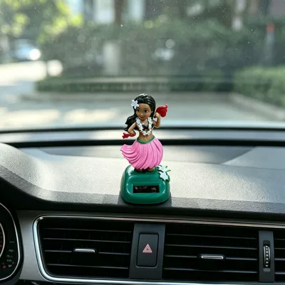 Solar-powered Hawaiian hula Car ornaments - height-11cm-pink-summer-hawaiian-girl