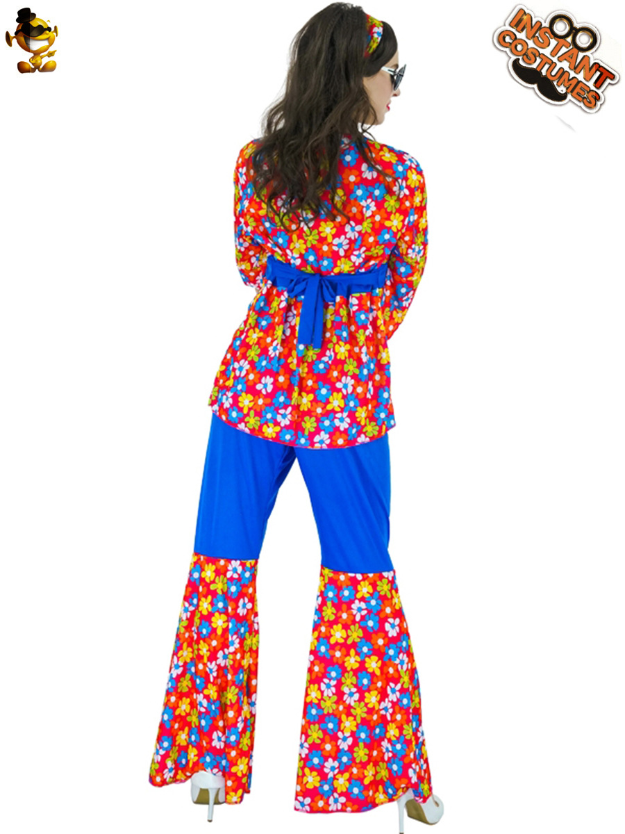 Mujeres adultas hippie traje 60 s discoteca carnaval etapa rendimiento ropa de las mujeres