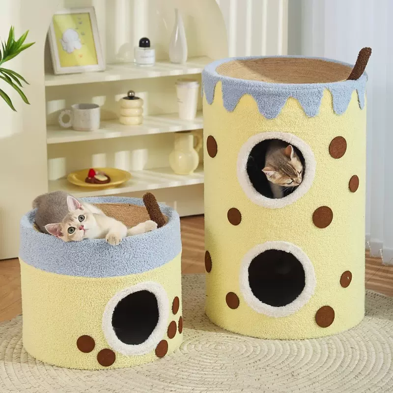 猫窝冬季保暖双层猫咪幼猫睡觉用剑麻封闭式安全屋猫猫床四季通用