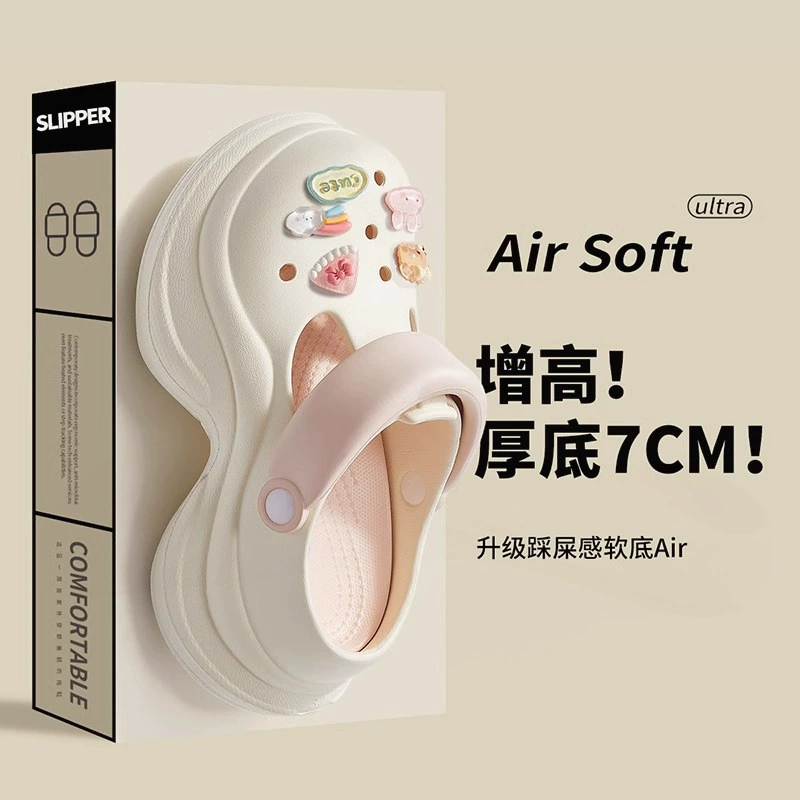 Женские сабо на толстой подошве, увеличивающие рост, летняя пляжная обувь 2025 года, новые, из ЭВА, нескользящая платформа, мягкая подошва