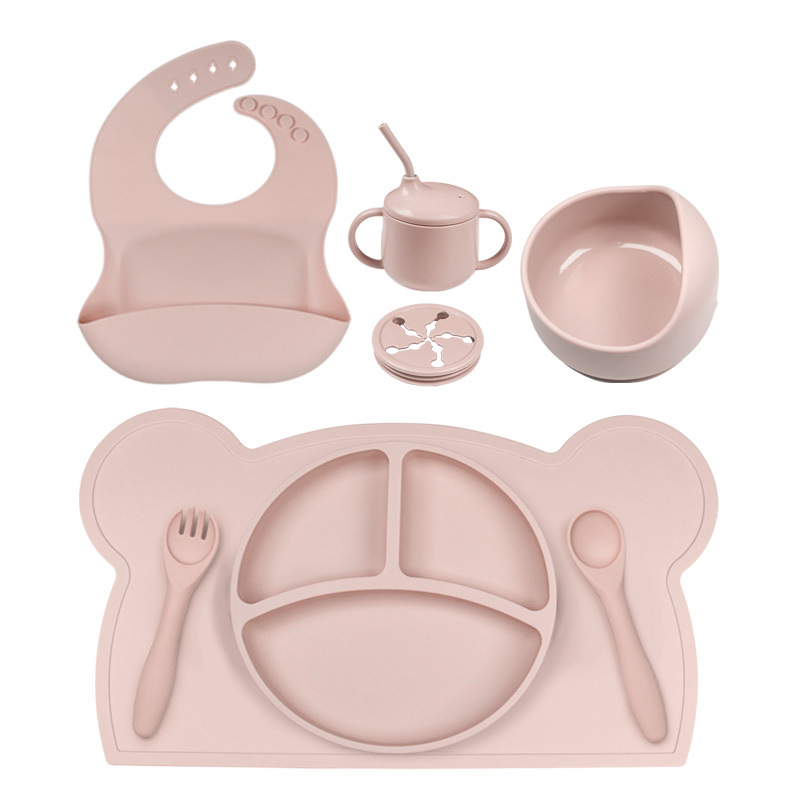 연꽃 색 8 피스 베어 플레이스 매트 표준